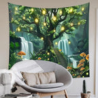Jhdstore Tree of Life Tapestry for Bedroom Green Forest Tapestry Home Decor Bedroom Living Room Decor Tapestries Wall Hanging Magic Forest Wall Hanging 36"x48"