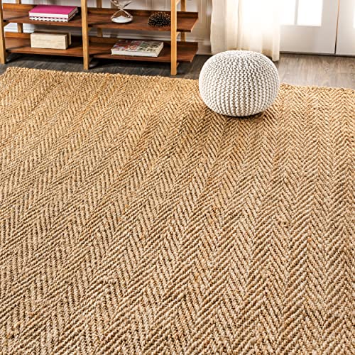 JONATHAN Y Espina Hand Woven Herringbone Chunky Jute Natural Indoor Area Rug, 8x10, Bohemian, Cottage, Easy-Cleaning for Living Room, Bedroom, Kitchen, Pet Friendly, Non-Shedding (NFR101A-8) - color: Natural, size: 7'8" x 10' (Rectangular)