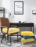 ChezMax Floor Pillow & Cushion, Large Meditation Chair Cushions, Thick Square Seat Pad, Soft Velvet Tufted Seating Pouf for Indoor/Outdoor Yoga Bench Rocking Chair Room Tatami Sofa, Yellow 20" x 20"