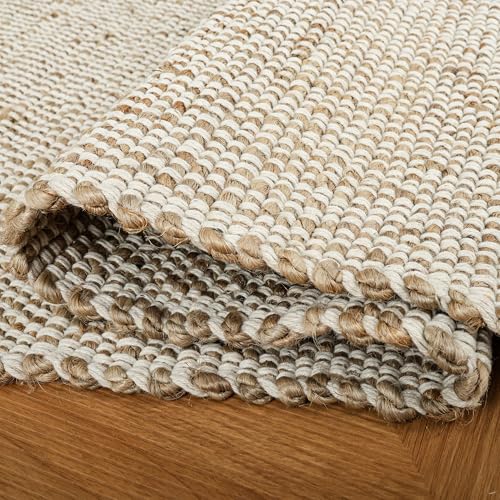 Jute Cotton Area Rug 4x6 ft - Rectangle Hand Woven Natural Farmhouse Rug for Living Room, Bedroom Kitchen - Rustic Vintage Bohemian Eco-Friendly Home Décor Natural Boho Rugs - size: 4' x 6' (Rectangular)