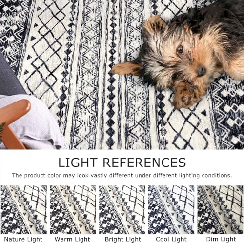 KUTA Moroccan Washable Runner Rugs 2x5, Non-Slip Vintage Black Navy Blue Boho Hallway Kitchen Rugs Ultra Soft Geometric Floor Carpet Runners for Bedroom Laundry Living Room - color: Beige/Black Navy Blue, size: 2' x 5' (Runner)