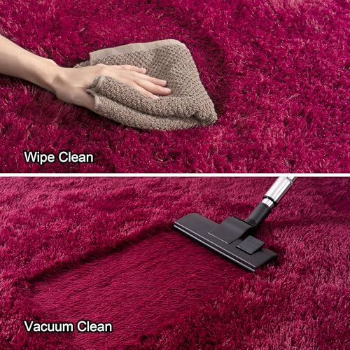 Awaytail 2x3 Rug - Non-Slip for Living Room - Height Pile 1.4" Plush Rug - Fluffy Throw Rugs Carpet for Bedroom - Burgundy - color: Burgundy, size: 2' x 3' (Rectangular)