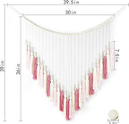 EOBTAIN Large Macrame Wall Hanging,Boho Blush Pink Tassel with Wood Beads Wall Decor for Nursery Bedroom Handmade Bohemian Tapestry for Living Room Dorm Home Decoration,Gifts for Girls Woman 30x36 Inch