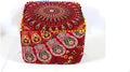 CRAFT KALA Large Hippie Mandala Meditation Floor Ottoman Pillow Cushion Pouf Cover Square Poufs Cover Bohemian Circle Floor Cushion Case Outdoor Fireplace Living Room Decor 20X20X14 inches, Red Mirchi