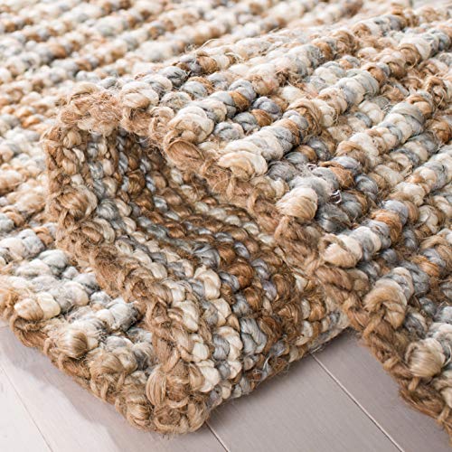 SAFAVIEH Natural Fiber Collection Runner Rug - 2'6" x 8', Grey & Natural Brown, Handmade Jute, Farmhouse Style, Chunky Textured Thick Pile (NF447K) - color: Grey/Natural, size: 2'6" x 8' (Runner)