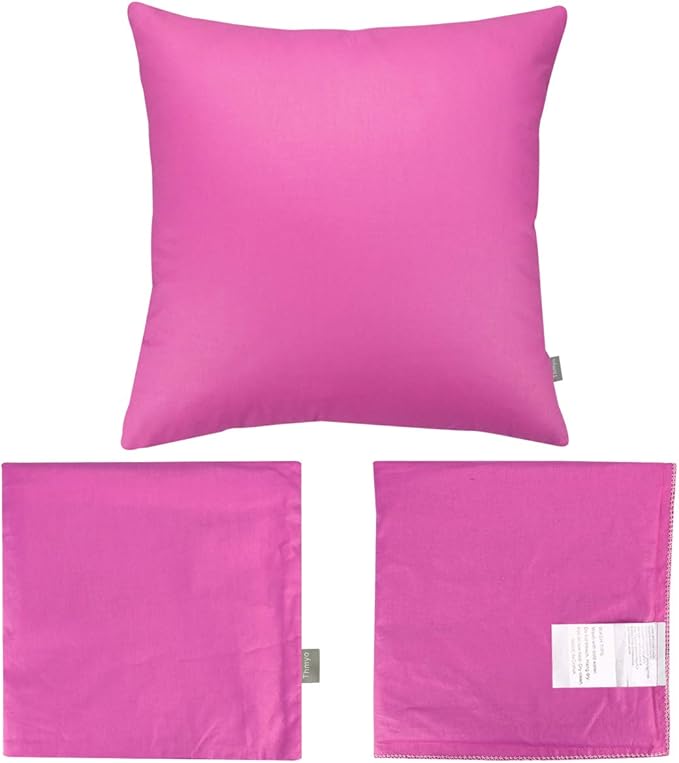 Thmyo 4-Pack 100% Cotton Comfortable Solid Decorative Throw Pillow Case, Square Cushion Cover Pillowcase Sublimation Blank Pillow Covers DIY Throw Pillowcase for Couch(18x18 inch/ 45x45cm,Rose red)