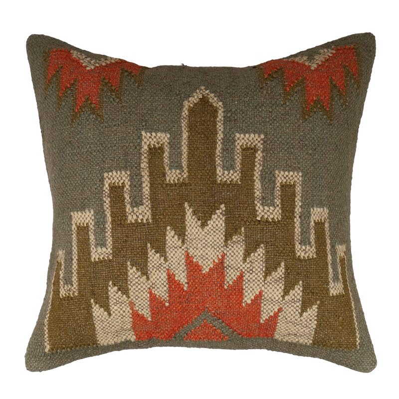 Handwoven Jute Kilim Pillow Cover Rug Cushion Cases 18x18 Inches, Bohemian Vintage Style Decorative Throw Pillows for Home, Living Room & Bedroom - color: Pattern 01