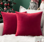 MIULEE 26x26 Inch Euro Sham Velvet Pillow Covers, Set of 2 Large Square Decorative Pillows -Red Super Soft for King Bed, Sofa, Couch, Accent Chairs