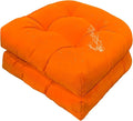 Gnostik Outdoor Chair Cushions 2 Pack, Orange Water-Repellent Thick Tufted Patio Seat Cushion Wicker Seat Cushions for Outdoor Indoor Garden Patio Furniture, 18.6"X18.6"