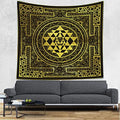 SHRAPHY Golden Sri Yantra Tapestry 60x60 Inches Mandala Sacred Geometry Decor Tapestry Yoga Meditation Spiritual Tapestries for Room Bedroom GTHYUH566