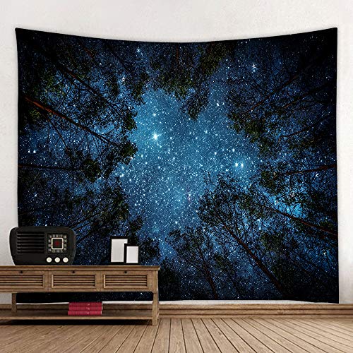 Llamazing Forest Landscape Tapestry for Living Room & Bedroom - Magic Tapestry Curtain (Looking Up at The Stars, 60''L51''W) - color: Looking Up at The Stars, size: 60"L x 51"W
