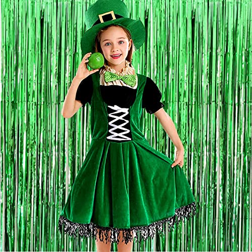 4 Pack Green Foil Fringe Curtain Backdrop, 3.28Ft x 8.2Ft Metallic Tinsel Foil Fringe Streamer Curtains for Photo Booth Props Decor Party Supplies - color: Green