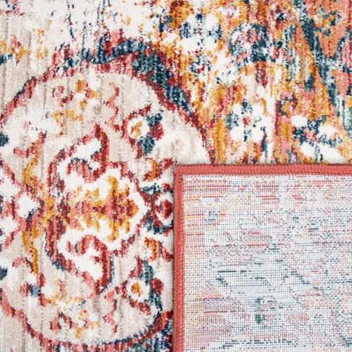 Paco Home Vintage Rug Oriental Design with Modern Ornaments in Faded Red, Size: 4' x 5'7" - color: Red, size: 4' x 5'7" (Rectangular)