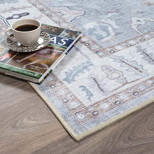 Fame Rugs Gray Modern Oushak Rug 2x3, Vintage Doormat Turkish Colorful Oriental Antique Inspired Washable Small Area Rug, Luxury Living Room Bedroom (Gbeige, 2' x 3') - color: Gbeige, size: 2' x 3' (Doormat)