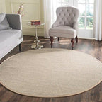 SAFAVIEH Area Rug 6' Round - Natural Fiber Collection - Marble & Linen Color, Sisal, Woven Design with Border (NF143B)