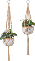 2PCS Macrame Plant Hanger Indoor Outdoor, Decorative Boho Plant Holders for 5 to 10 Inch Plant Pots Woven Hemp Rope Hanging Basket for Indoor Outdoor Balcony Ceiling