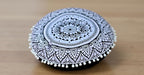 Round Mandala Floor Pillow Cover Seating Cushion Throw Cover Hippie Decorative Bohemian Ottoman Pouf Cover, Pom Pom Pillow Cases,Boho Indian 22 Inches (Black Flower)