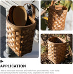 Hanging Basket: Woven Wood Wall Mounted Organizer - 7.7 Inch Handmade Storage for Flowers, Small Plants, Farmhouse and Garden Decor