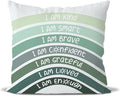 QIYUHOY Boho Sage Eucalyptus Green Rainbow Classroom Throw Pillow Covers, Olive Green Pillow Cover, Book Center Calming Corner Playroom Decor Pillow Case,I Am Kind Smart Brave Confidence,18x18 Inch