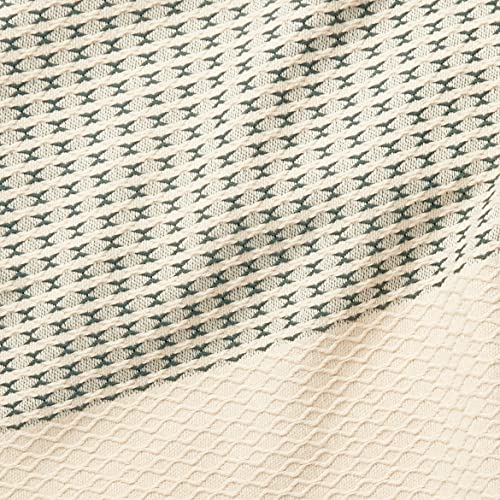 Amazon Aware Woven Cotton Throw Chevron Block Blanket - 60 x 80-Inch , Natural/Balsam Green