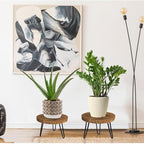 Plant Stand Indoor Outdoor Wood Mid Century Plant Stand for Indoor Plants, Modern Plant Table Round Plant Stool, Boho Rustic Wooden Stool for Plant Pot Hol (L)