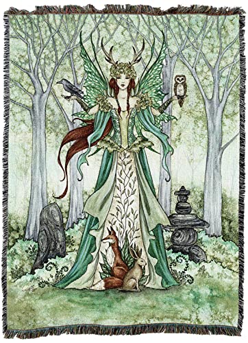 Pure Country Weavers Caretaker Fairy Blanket by Amy Brown - Fantasy Gift Tapestry Throw Woven from Cotton - Made in the USA (72x54)