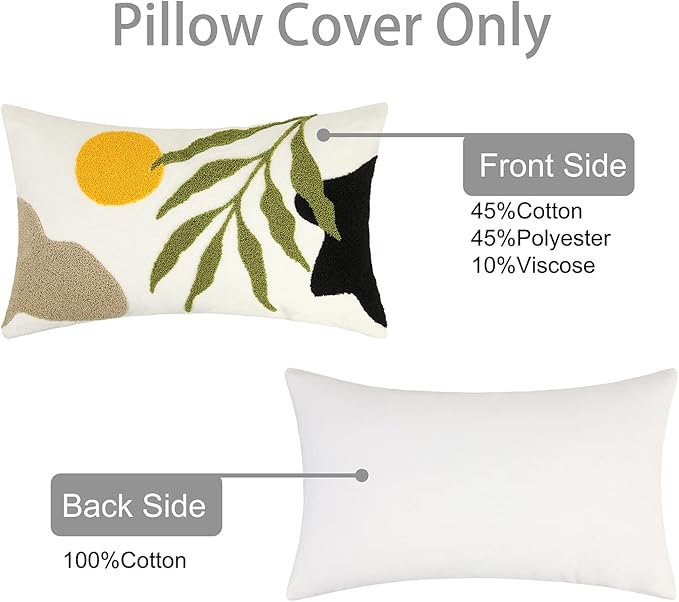 JASEN Boho Lumbar Decorative Pillow Cover, Abstract Geo Throw Pillow Cover Retro Mid Century Cushion Case Pillowcase for Couch Sofa Bedroom (12×20inch,Only 1 Cover)