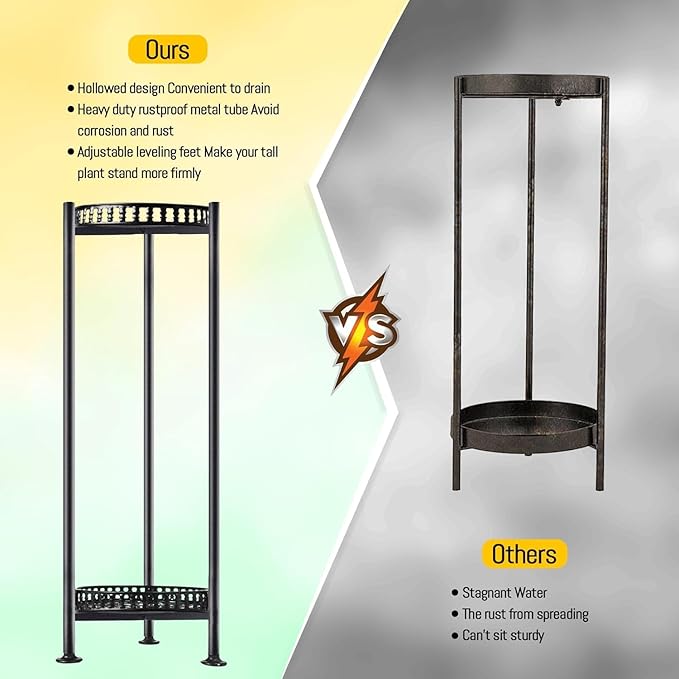 2-Pack Plant Stand Indoor Outdoor, 30'' Tall Plant Stands, 2 Tier Metal Planter Stand, Flower Stand Plant Pot Holder for Living Room, Corner, Deck