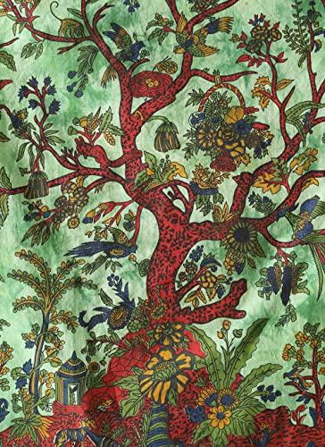 Popular Handicrafts Tapestry Wall Hanging Hippie Bohemian Tree of Life Hippy Psychedelic Design Indian Tapestries Bedspread 53 x 78 inches (140cm x 215cm) Green - color: Green #1, size: 78"L x 53"W