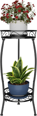 H HOMEXIN Plant Stand Indoor Outdoor, 2 Tier Metal Tall Planter Stand 26.5" Flower Stand Holder Heavy Duty Rustproof Plant Shelf Rack for Corner Garden Patio Lawn Balcony office