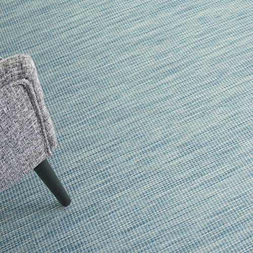 Nourison Home Positano Aqua 2'2" x 10' Area Rug - Easy Clean, Non Shedding, Bed Room, Living Room, Dining Room, Kitchen (10' Runner) - color: Aqua, size: 2'2" x 10' (Runner)