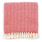 DII Chevron Throw Collection Handloomed Cotton, 50x60, Tango Red - color: Tango Red, size: 50x60"