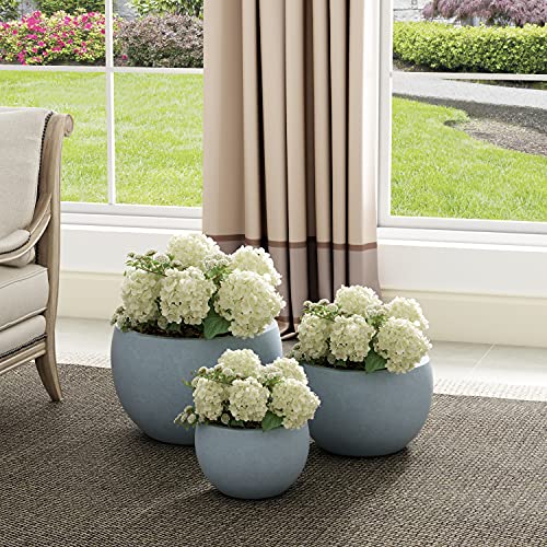 Kante 19.9",15.7",11.8" Dia Round Concrete Planter Set of 3, Outdoor/Indoor Large Bowl Plant Pots with Drainage Hole and Rubber Plug for Garden Patio Balcony Home, Gray - color: Gray, size: 19.9"D + 15.7"D + 11.8"D