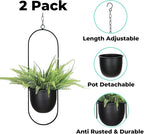 Shineloha 2 Pack Hanging Planters for Indoor Plants with 5.5" Pot + Ceiling Hook | Black Hanging Planter, Metal Plant Hanger, NO Plant incld