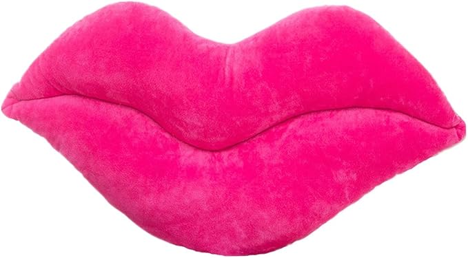 LEVINIS Hot Pink Lip Shape Throw Pillows Girls Soft Velvet Decorative Reversible Pillow Cushion for Bed Couch Office 23.6 x 13.6 Inch