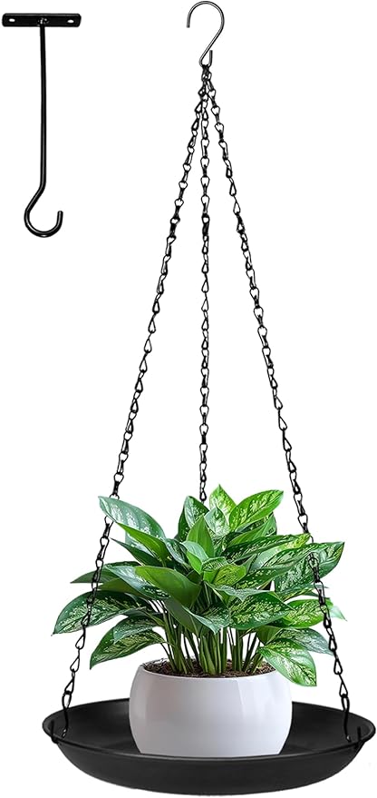 ARTORA Metal Plant Hanger, Indoor Decorative Wall Plant Hanging Basket Black Pot Holder Ceiling Flower Planter Hanging Chain with Long Hook (1 Pack)