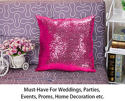 ShinyBeauty Sequin Pillow Case 24x24-Inch Pack of 2 Hot Pink Sequins Decorative Throw Pillows Covers Sequins Pillow Cover Pillows Cushion Cover Soft Pillow Covers Toss Pillows Cover - color: Hot Pink, size: 24" x 24" (Pack of 2)