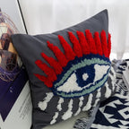 Evil Eye Woven Tufted Throw Pillow Cover,God Tears Cozy Cushion Cover for Bedroom Living Room Couch,Regalo para Navidad,18x18 Inches