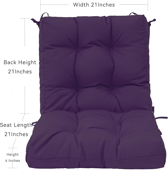 QILLOWAY Outdoor Seat/Back Chair Cushion Tufted Pillow, Spring/Summer Seasonal Replacement Cushions - Set of 2 (Purple)