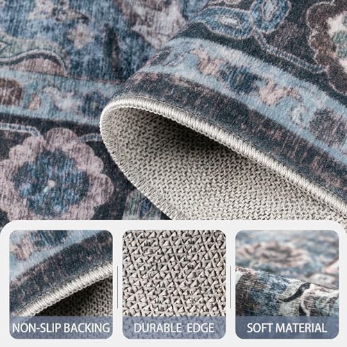 Living Room Rug 6x9, Soft Non Slip Low Pile Washable Rug, Boho Modern Area Rug for Bedroom, Dining Room, Blue - color: Blue, size: 6' x 9' (Rectangular)