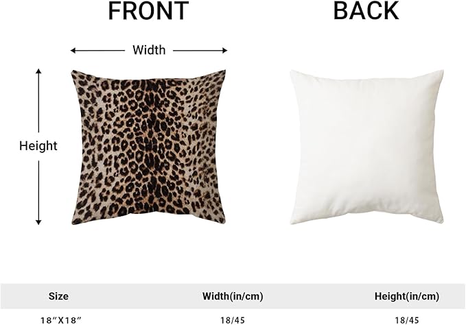 Leopard Pillow Covers 18x18 Inch Set of 2 Cheetah Brown Throw Pillows Skin Animal Print Pillow Cases Modern Decorative Pillows Outdoor Farmhouse Soft Cotton Cushion Case Decor for Couch Sofa