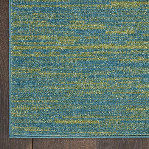 Nourison Home Nourison Essentials Blue Green 2'2" x 10' Area Rug - Easy Clean, Non Shedding, Bed Room, Living Room, Dining Room, Kitchen (10' Runner) - color: Blue Green, size: 2'2" x 10' (Runner)