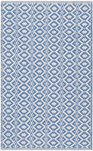 SAFAVIEH Montauk Collection Accent Rug - 2'3" x 3'9", Ivory & Blue, Handmade Geometric Cotton, Ideal for High Traffic Areas in Entryway, Living Room, Bedroom (MTK716C) - color: Ivory/Blue, size: 2'3" x 3'9" (Rectangular)