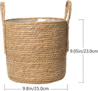 Zerodeko Flower Vase Seagrass Planter Basket Straw Plant Baskets Woven Basket Flower Plant Pot Wicker Plant Containers with Plastic Liner for Indoor Plants Laundry Room 25cm Grocery Basket