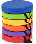HONEY JOY 6PCS Floor Cushions for Kids, 14" Length Flexible Alternative Portable Classroom Seating with Handles, Easy to Clean, Thick Soft Foam Comfy Round Seats for Daycare Preschool (Colorful)