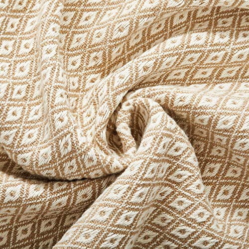 Americanflat 50x60 Throw Blanket - Soft and Breathable Cotton Throw Blanket for Couch, Bed, Chair - Decorative Blankets Perfect for Home, Office, or Outdoor Use - Khaki and White Mini Diamond Design - color: Omala Camel and White Mini Diamond