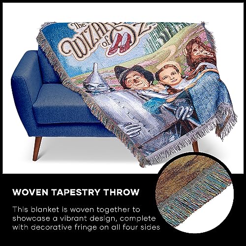 NORTHWEST Warner Brothers Wizard of Oz, 'Group' Woven Tapestry Throw Blanket, 48" x 60", Multi Color