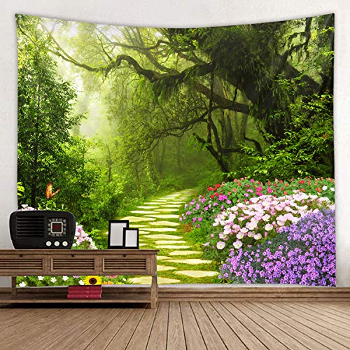 LYFANS Tree Garden Printed Fabric Tapestry Decorative Wall Art Tablecloth Bed Cover Picnic Carpet Beach Towel Bedroom Dormitory Living Room Multi functional Tapestry 79 x 59 inches - color: Big Tree Garden, size: 79x59inch