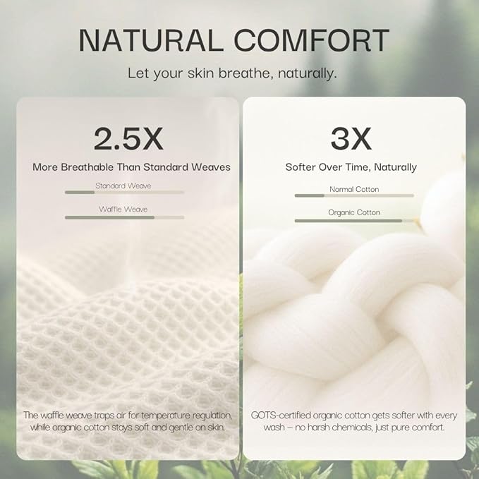 Salt Earth GOTS Certified 100% Organic Cotton Throw Blanket, 90" X 90" Waffle Blankets & Throws for Bed, Throw Blanket for Couch, Modern & Cozy Blanket, All Seasons, Comfy and Soft Blanket(Sun Bay)