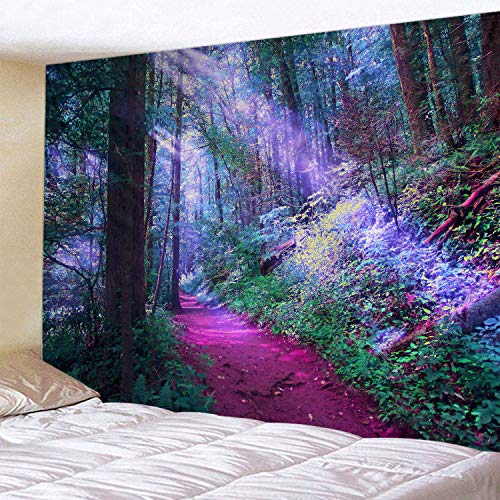 LYFANS Sun Red Forest Print Tapestry Decorative Wall Art Tablecloth Sheets Picnic blanket Beach towel Bedroom Dormitory Living Room Multifunctional tapestry 79x59 inches - color: Fabric Tapestry Sunshine Red Forest, size: 79x59inch